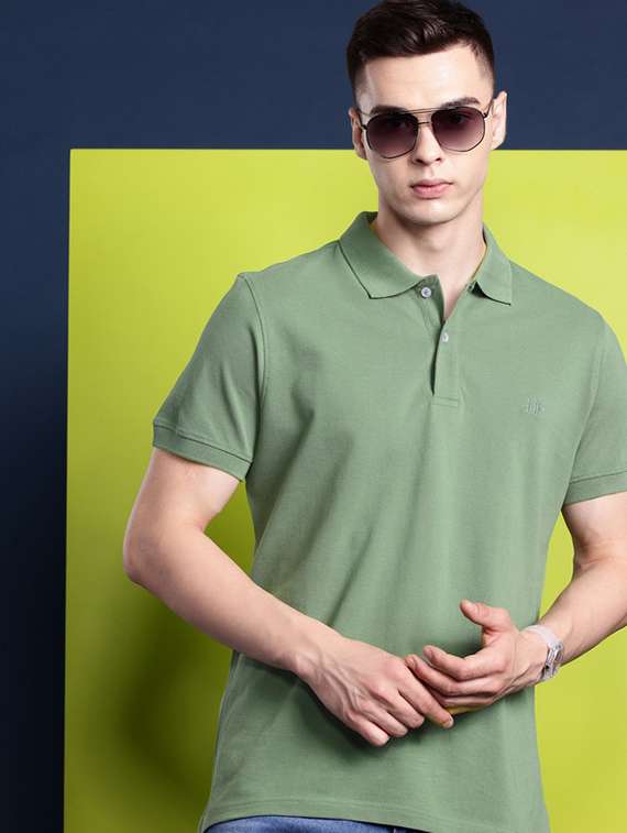 men solid short sleeve regular fit polo t-shirt