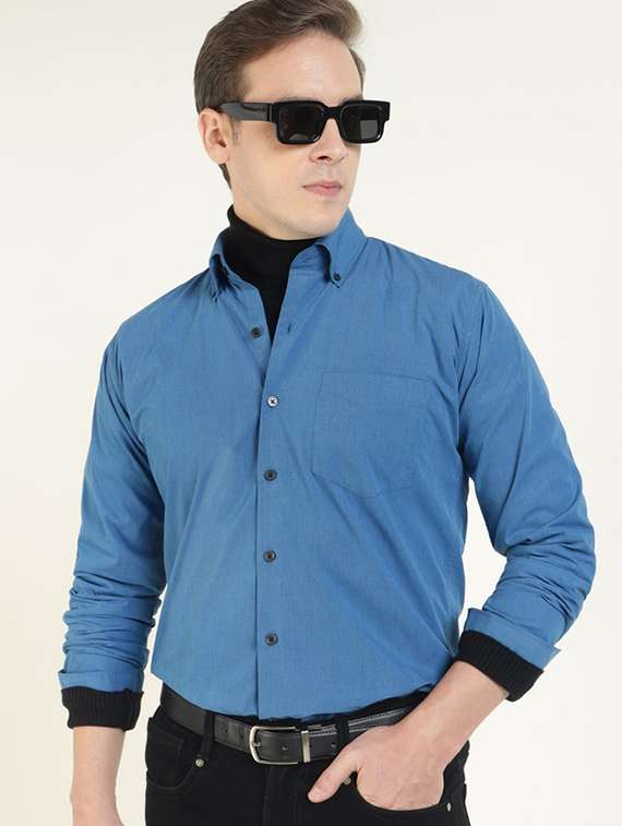 men collared long sleeve regular fit shirt