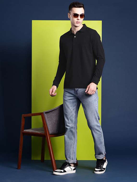men solid long sleeve regular fit polo t-shirt - 22320518 -  Standard Image - 3