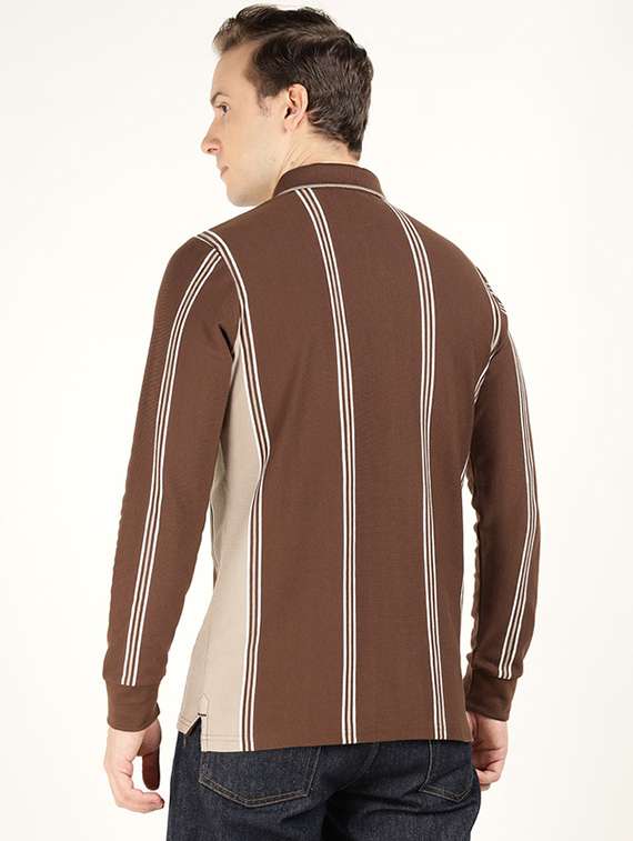 men striped long sleeve regular fit polo t-shirt - 22320525 -  Standard Image - 3