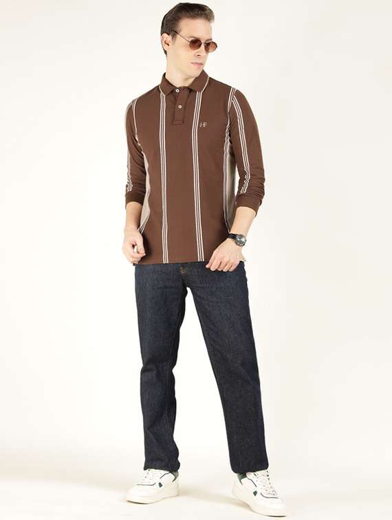 men striped long sleeve regular fit polo t-shirt - 22320525 -  Standard Image - 5