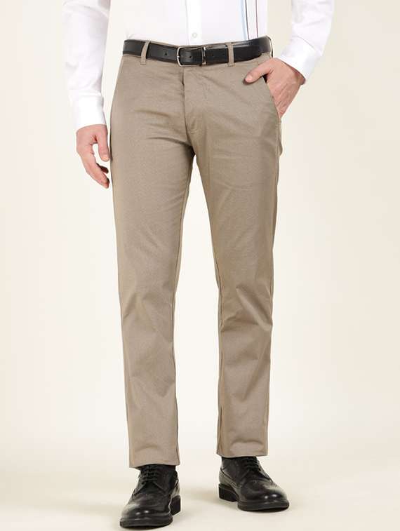 men solid mid rise flat front formal trouser