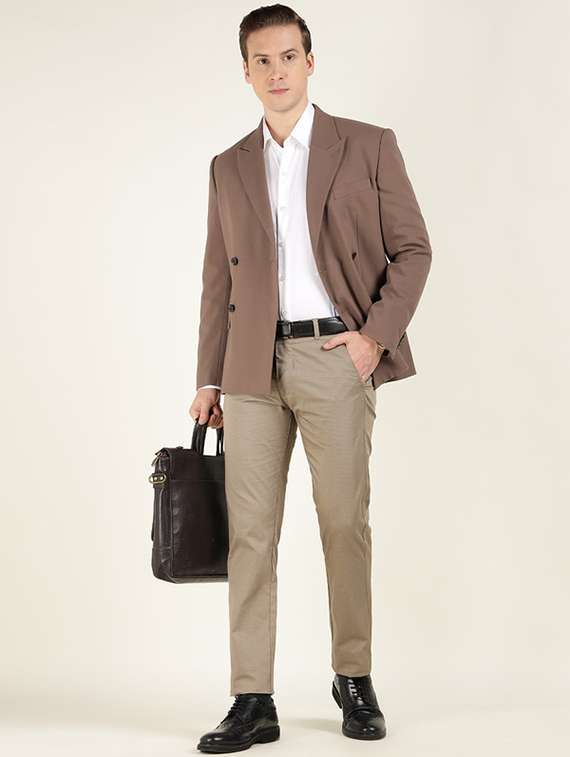 men solid mid rise flat front formal trouser - 22320532 -  Standard Image - 3