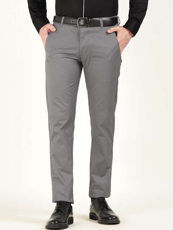 men solid mid rise flat front formal trouser