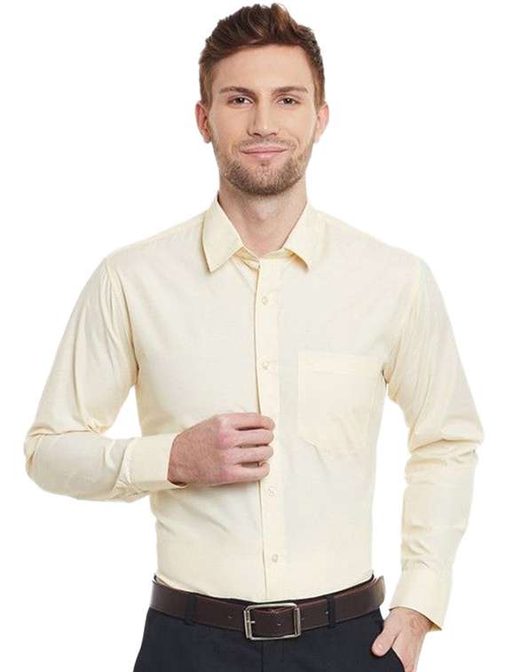 men solid collared long sleeve formal shirt