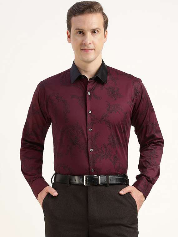 men collared long sleeve formal shirt