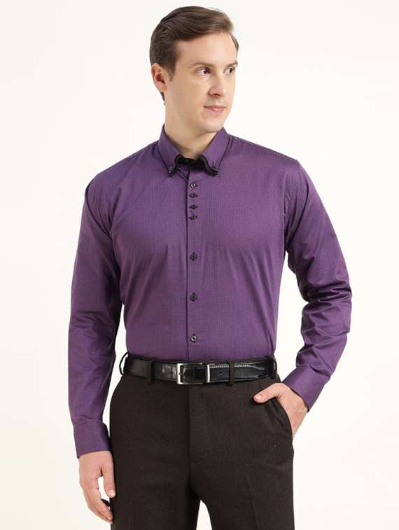 men collared long sleeve formal shirt
