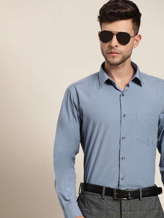 men collared long sleeve formal shirt