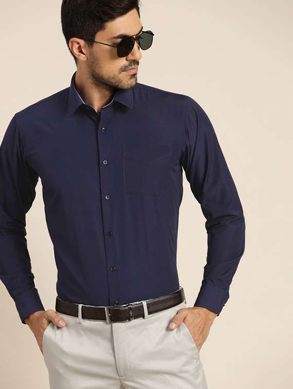 men collared long sleeve formal shirt