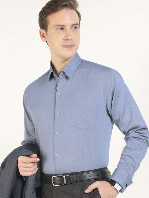 men collared long sleeve formal shirt
