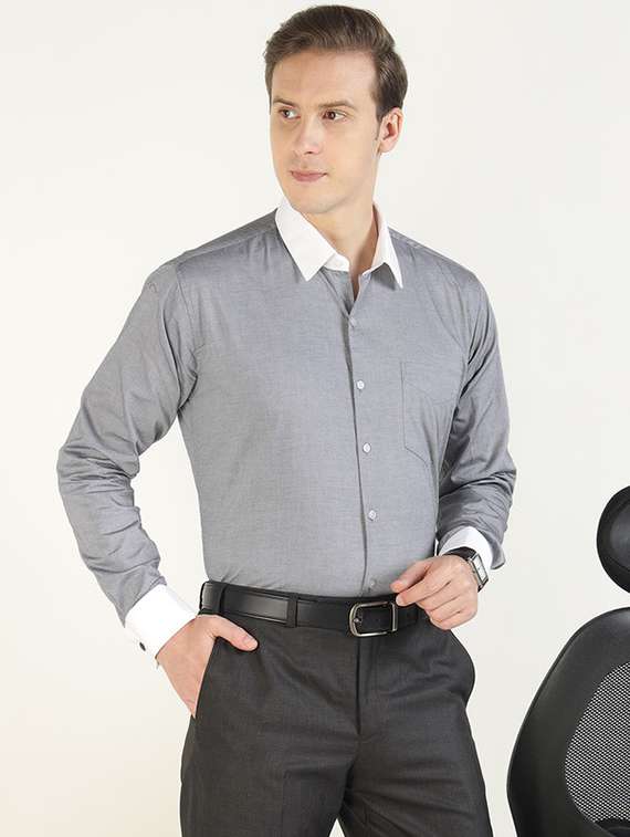 men collared long sleeve formal shirt