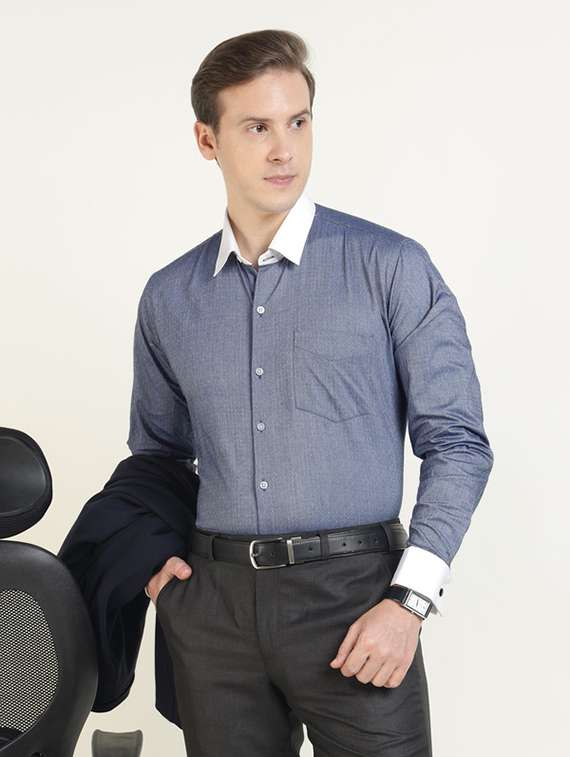men collared long sleeve formal shirt