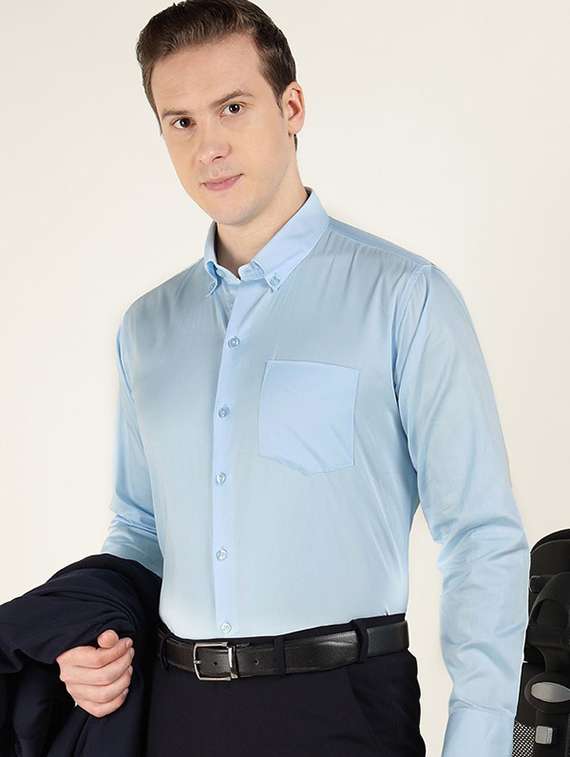 men collared long sleeve formal shirt