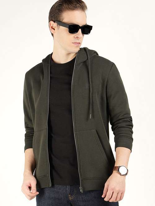 Men Solid Long Sleeve Collared Sweatshirt