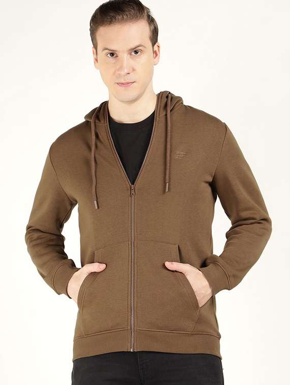 men solid long sleeve collared sweatshirt