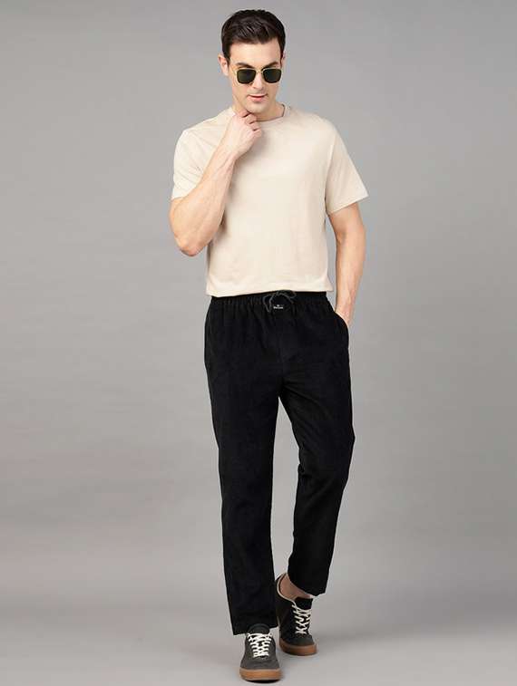 men solid mid rise corduroy straight trouser - 22320632 -  Standard Image - 3