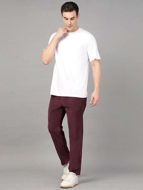 men solid mid rise corduroy straight trouser - 22320633 -  Standard Image - 3