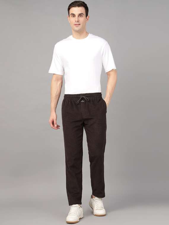 men solid mid rise corduroy straight trouser - 22320635 -  Standard Image - 3