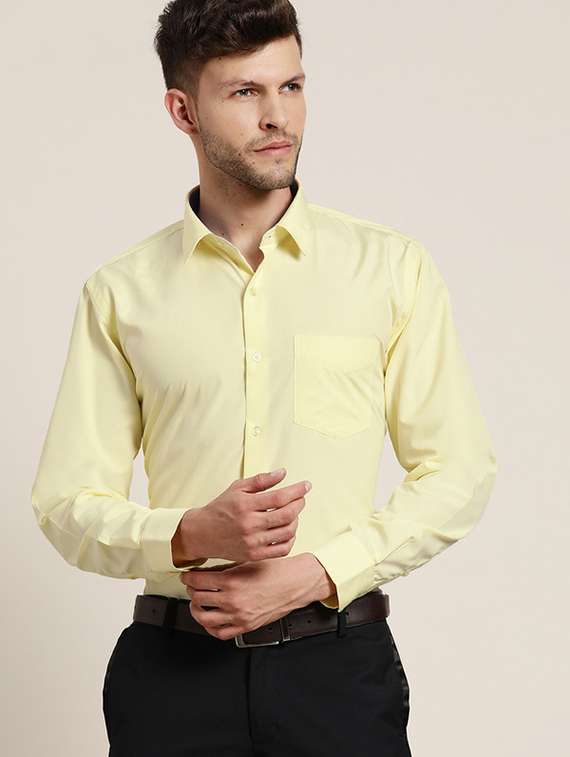 men solid collared long sleeve shirt