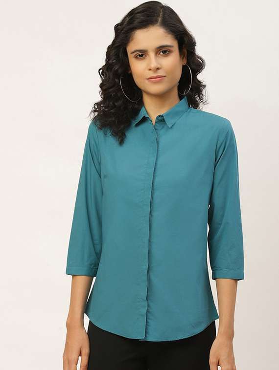women soldi collared three quarter sleeve shirt