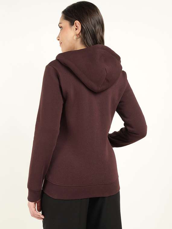 women solid long sleeve hooded sweatshirt - 22320666 -  Standard Image - 3