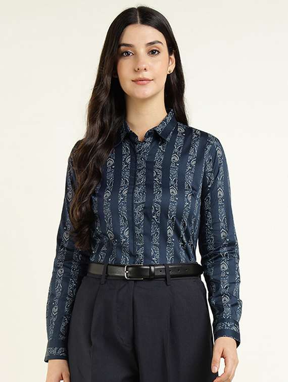 women collared long sleeve regular fit shirt