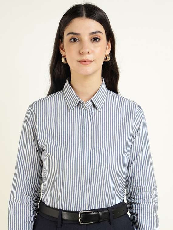 women collared long sleeve regualr fit shirt