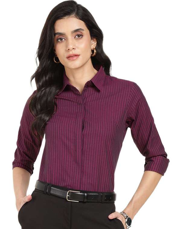 women collared long sleeve regular fit shirt