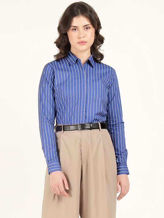 women collared long sleeve regular fit shirt