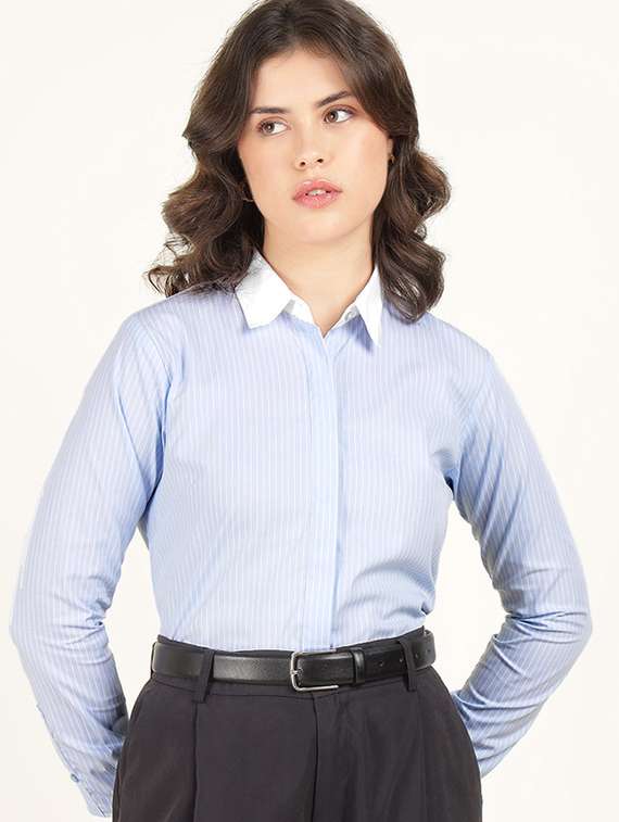 women collared long sleeve regular fit shirt