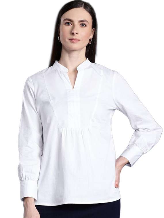 women solid long sleeve a-line top