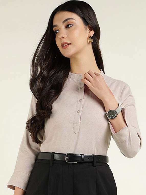 women solid three quarter sleeve top