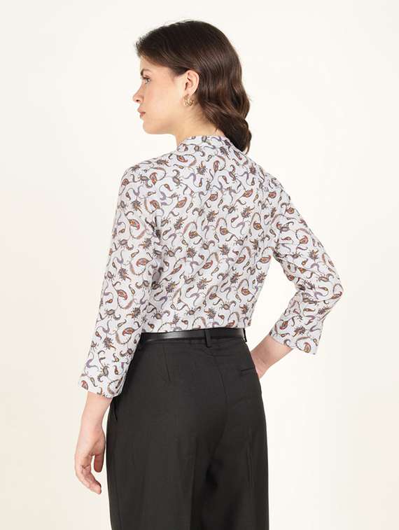 women mandarin collar long sleeve top - 22320711 -  Standard Image - 3