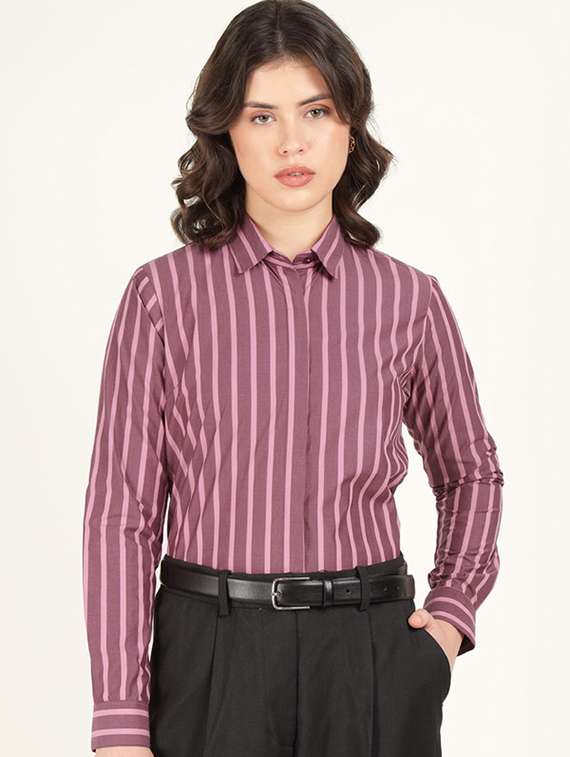 women collared long sleeve regular fit shirt