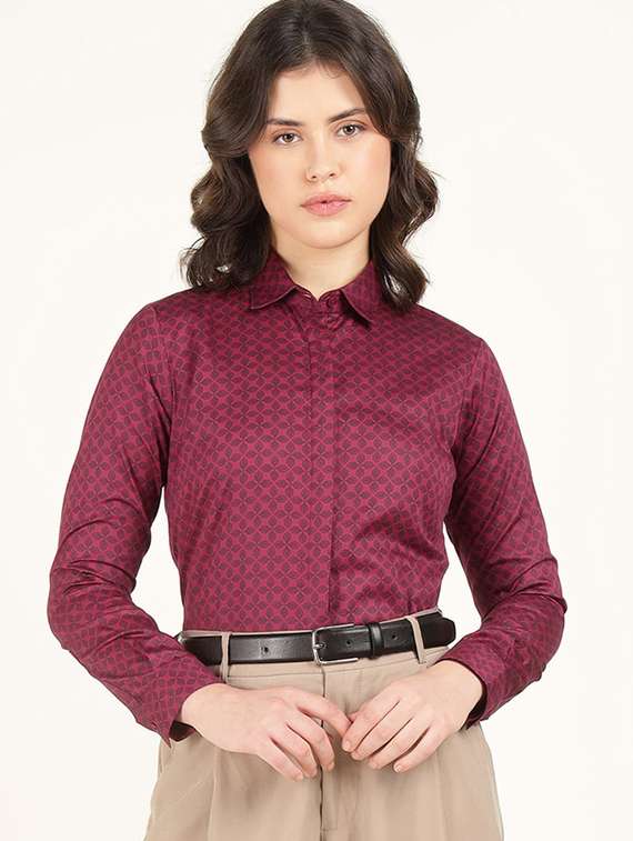 women collared long sleeve regular fit shirt
