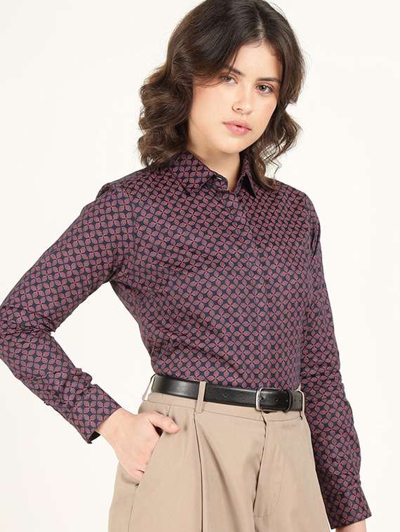 women collared long sleeve regular fit shirt