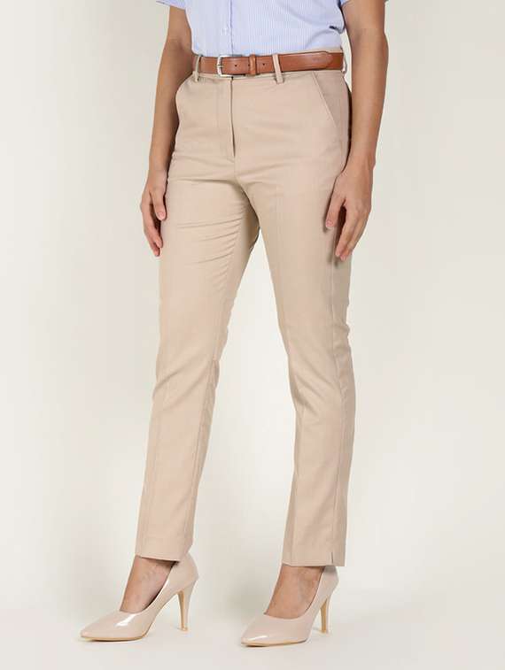 women solid mid rise straight trouser - 22320730 -  Standard Image - 3