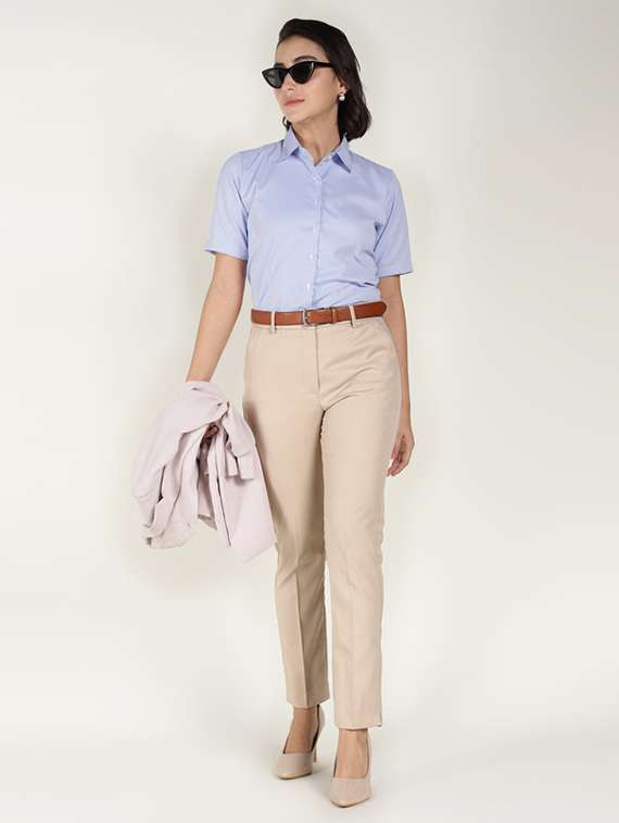 women solid mid rise straight trouser - 22320730 -  Standard Image - 5