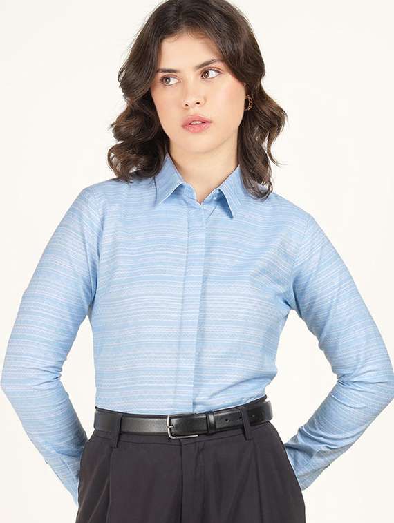 women collared long sleeve regular fit shirt