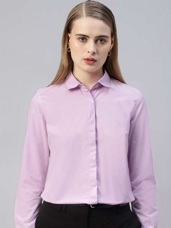 women collared long sleeve regular fit shirt