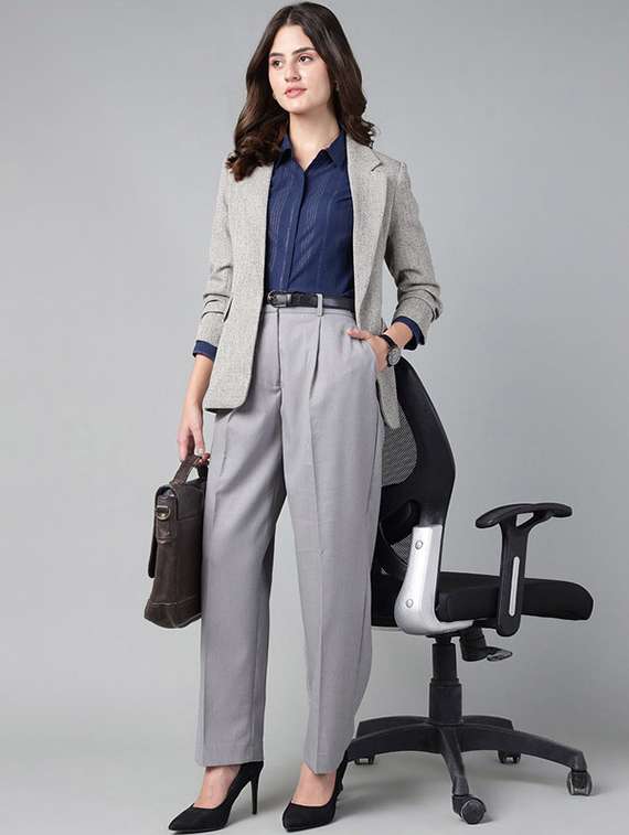 women solid mid rise straight trouser - 22320736 -  Standard Image - 5