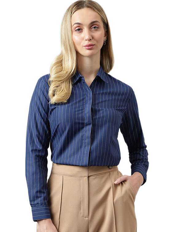 women collared long sleeve regular fit shirt