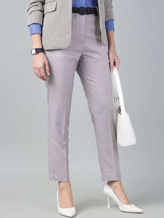 women solid mid rise cigarette pants