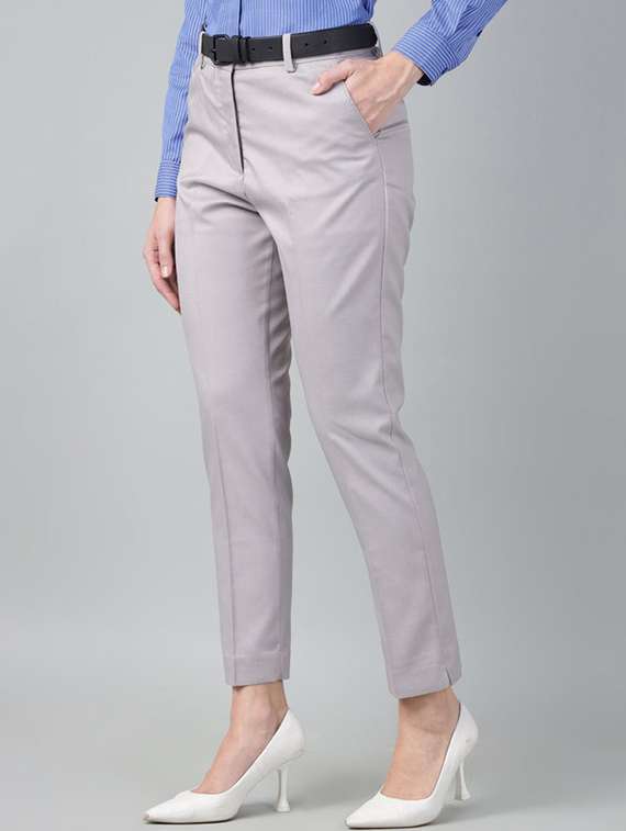 women solid mid rise cigarette pants - 22320744 -  Standard Image - 3