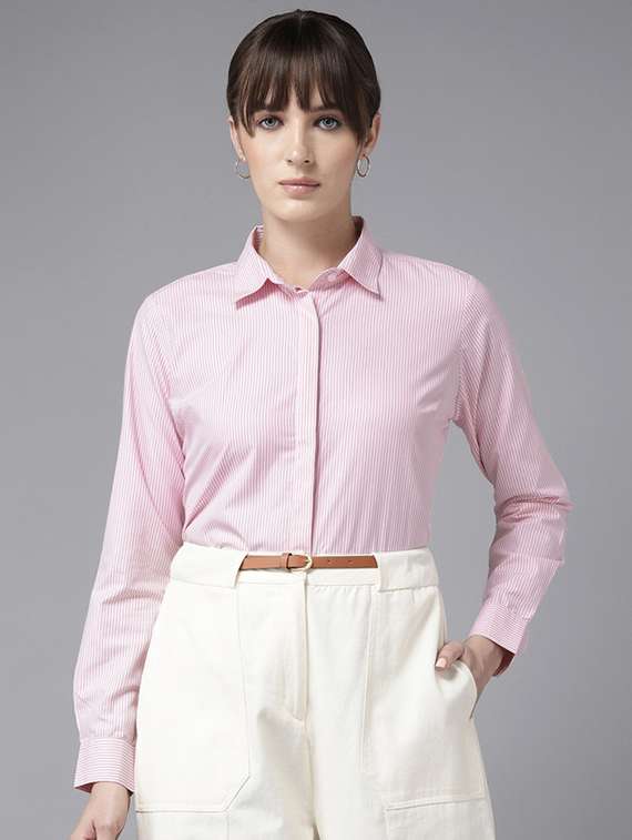 women collared long sleeve regular fit shirt