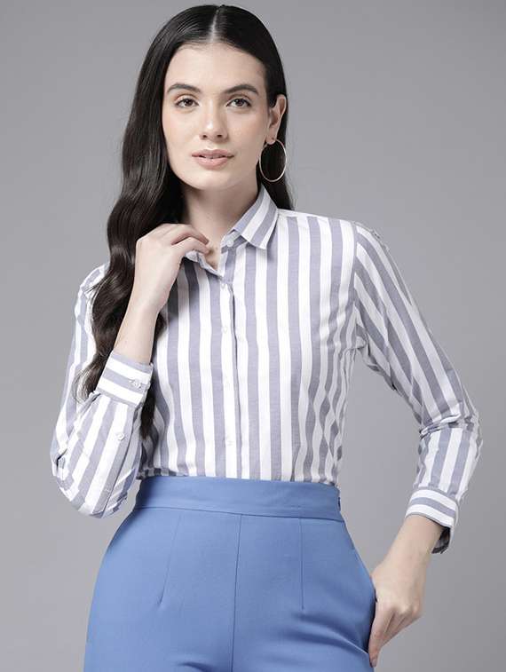 women collared long sleeve regular fit shirt