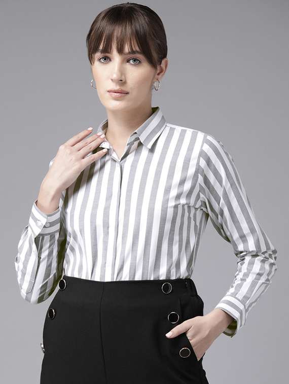women collared long sleeve regular fit shirt