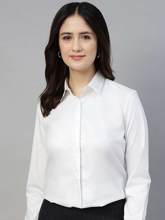 women collared long sleeve regular fit shirt