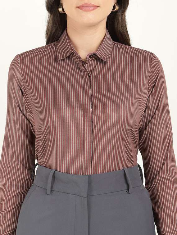 women collared long sleeve regular fit shirt - 22320769 -  Standard Image - 5