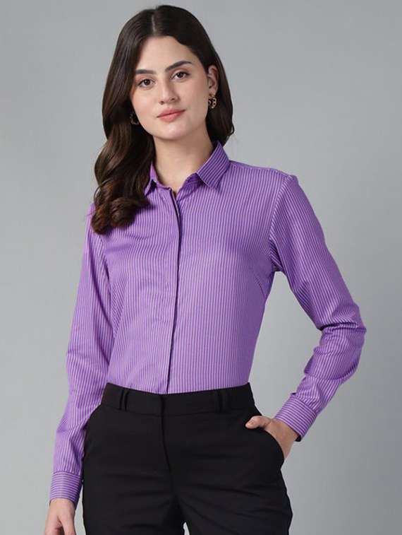 women collared long sleeve regular fit shirt